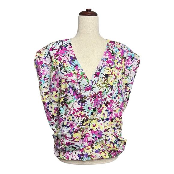 CAbi Colorful Floral Sleeveless Blouse with Peekaboo Back Size Medium JJ0691 - Picture 1 of 9